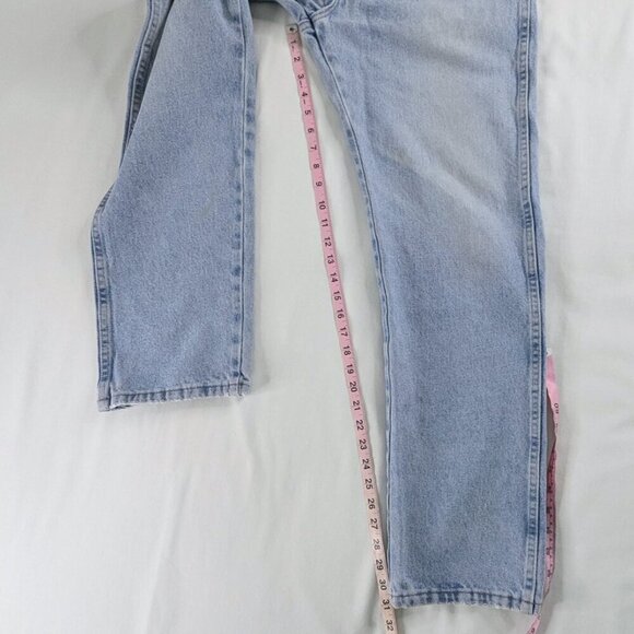 VTG Wrangler Light Wash Denim Distressed Straight Leg Faded Jeans - Picture 7 of 11